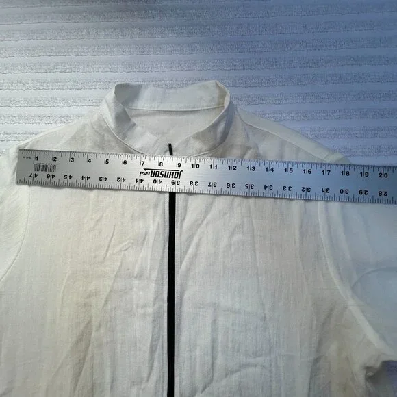 Fridaze Linen Redefined Mandarin Collar Side Button Zippered Tunic Size XL White - Picture 5 of 9